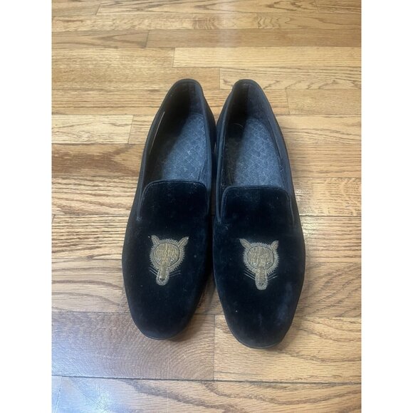 Incredible 1980s Brooks Brothers black velvet fox mask slippers loafers size 9 main image 10